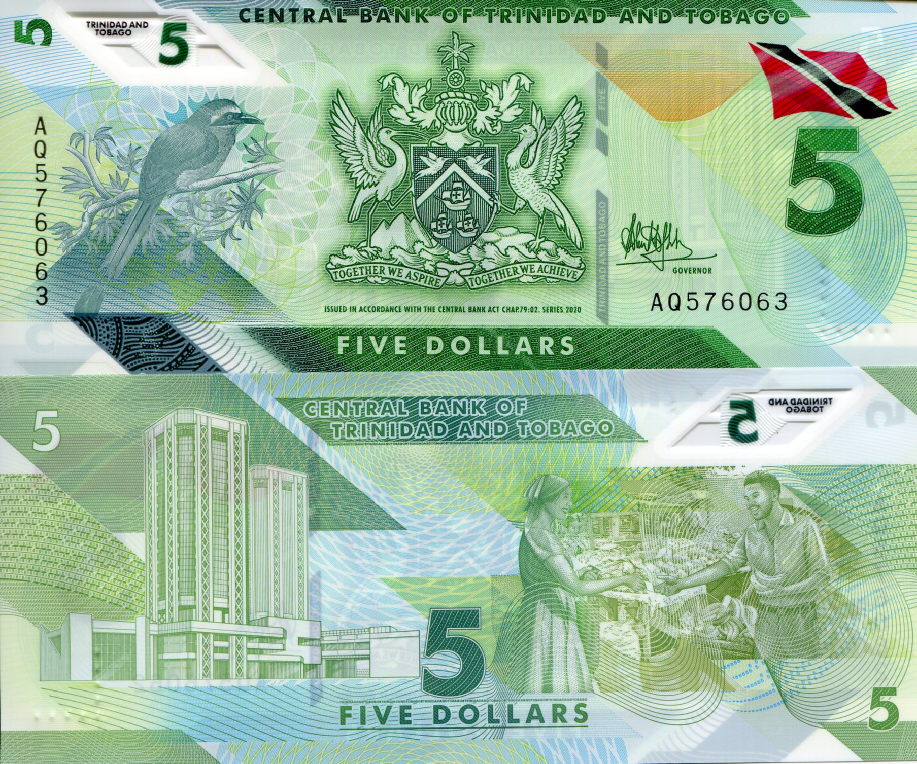 Trinidad and Tobago 5 Dollars UNC pick #: New