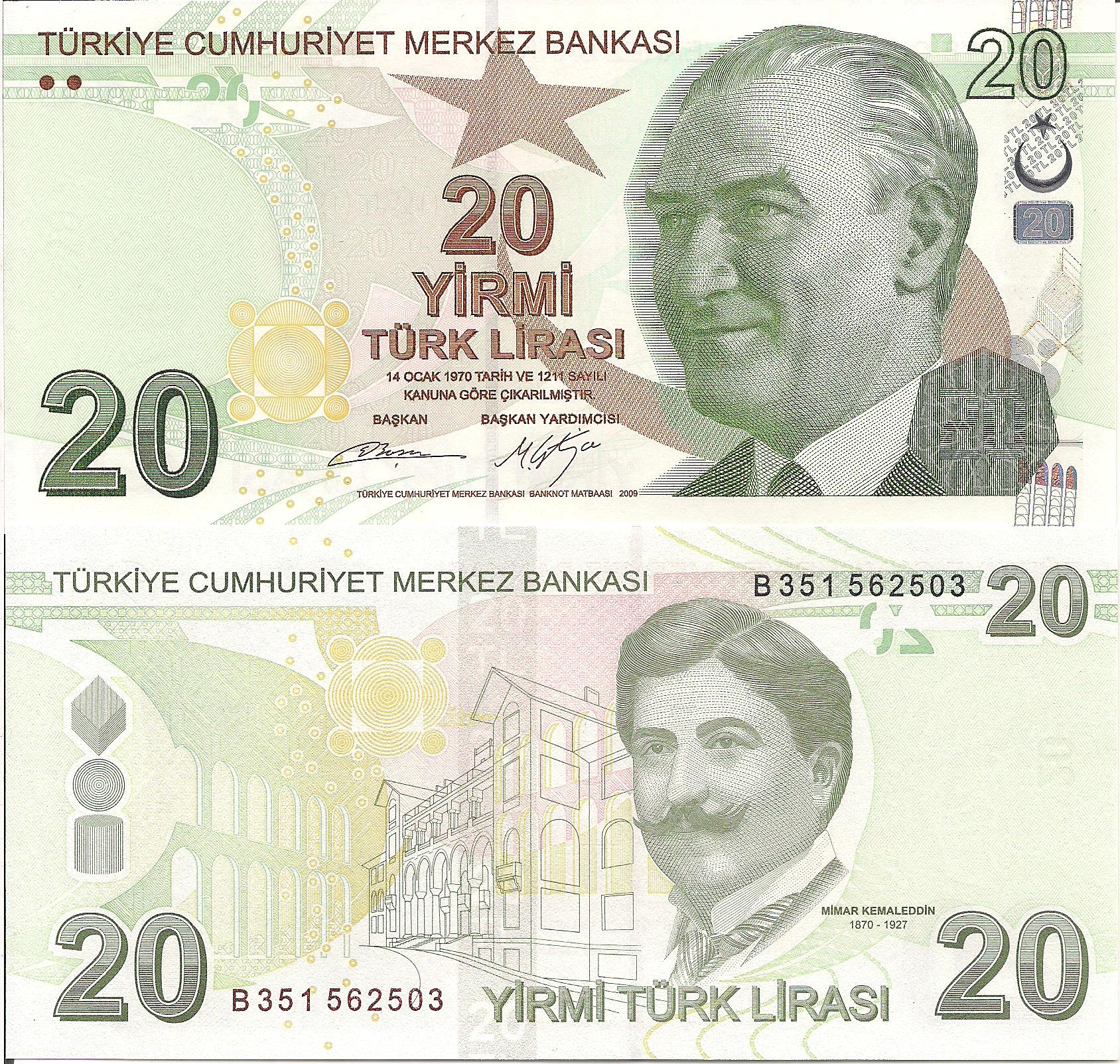 Turkey 20 Lira UNC pick #: 224b