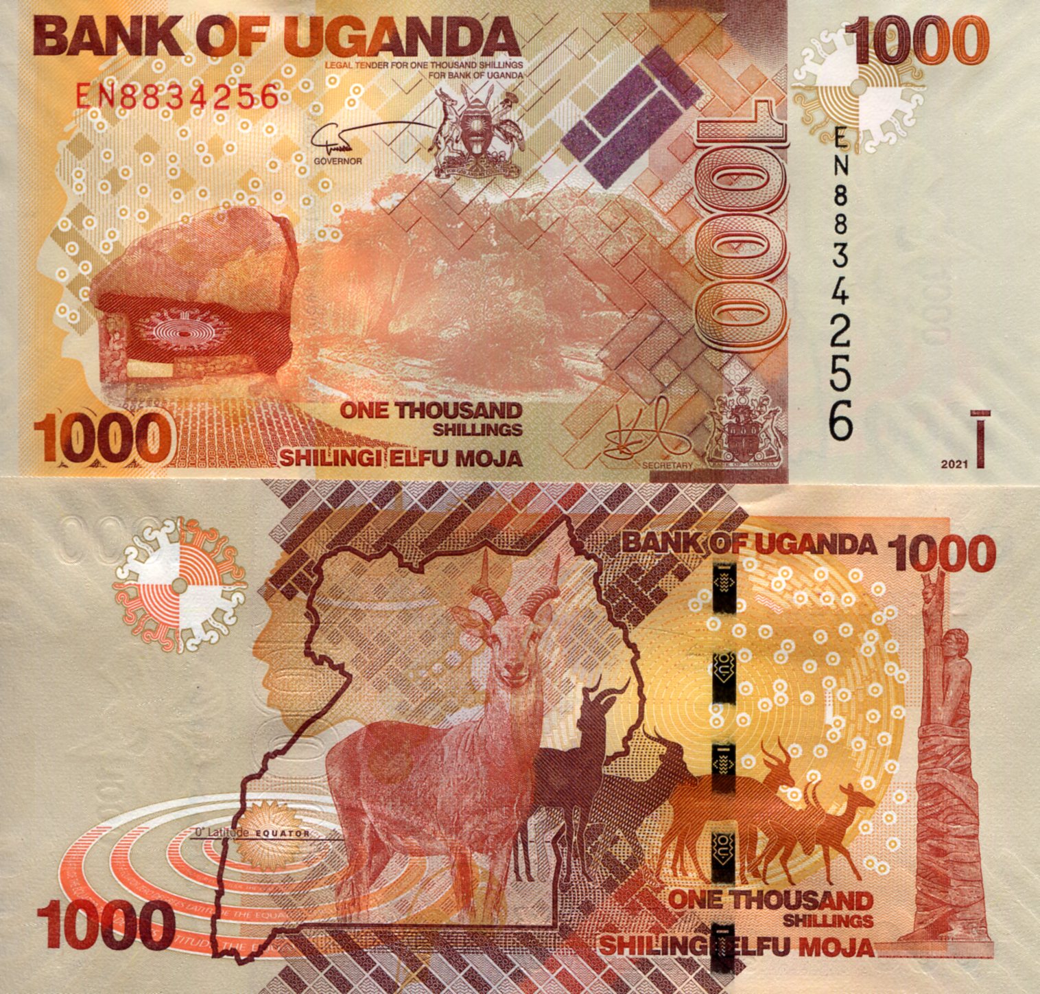 Uganda 1,000 Shillings UNC pick #: 49f