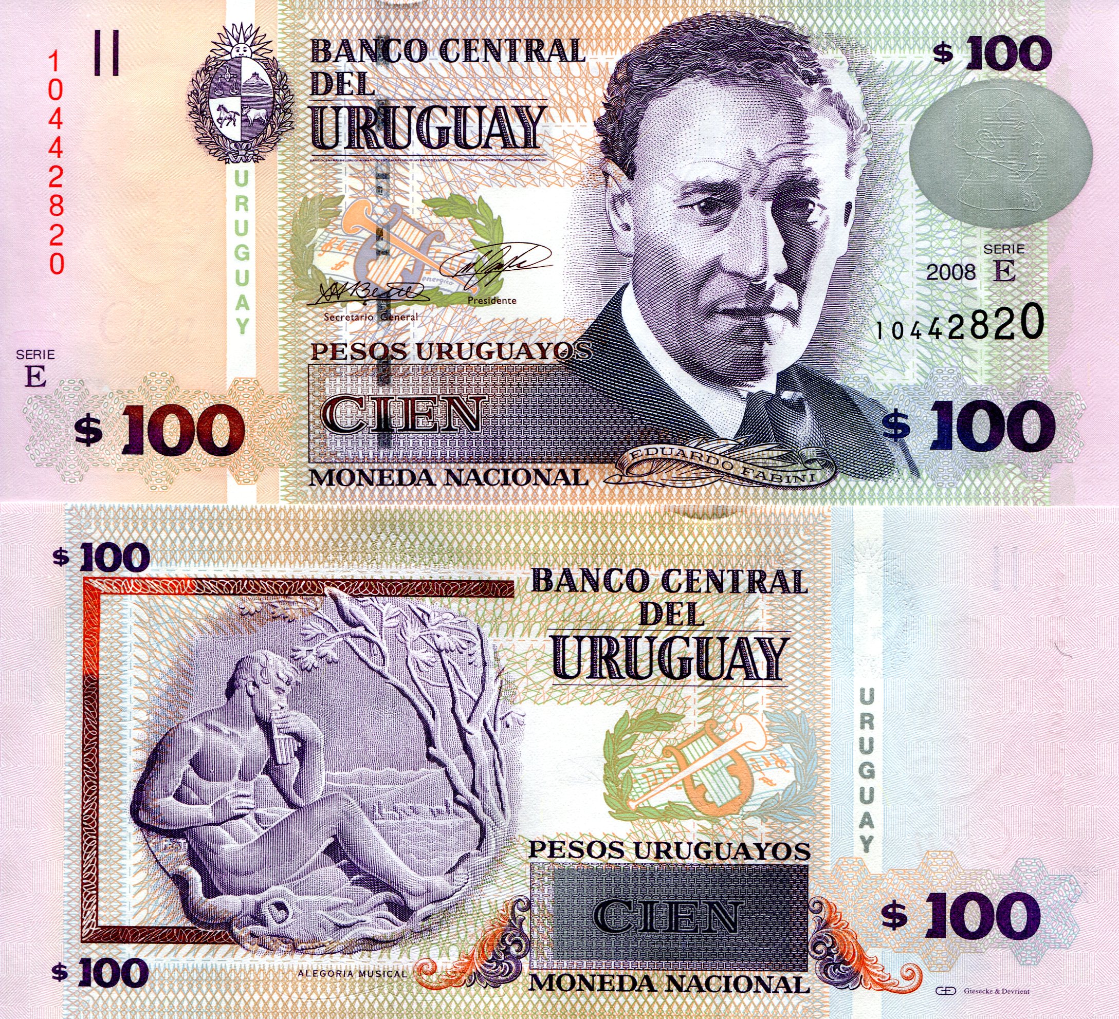 Uruguay  100 Pesos UNC pick #: 88a