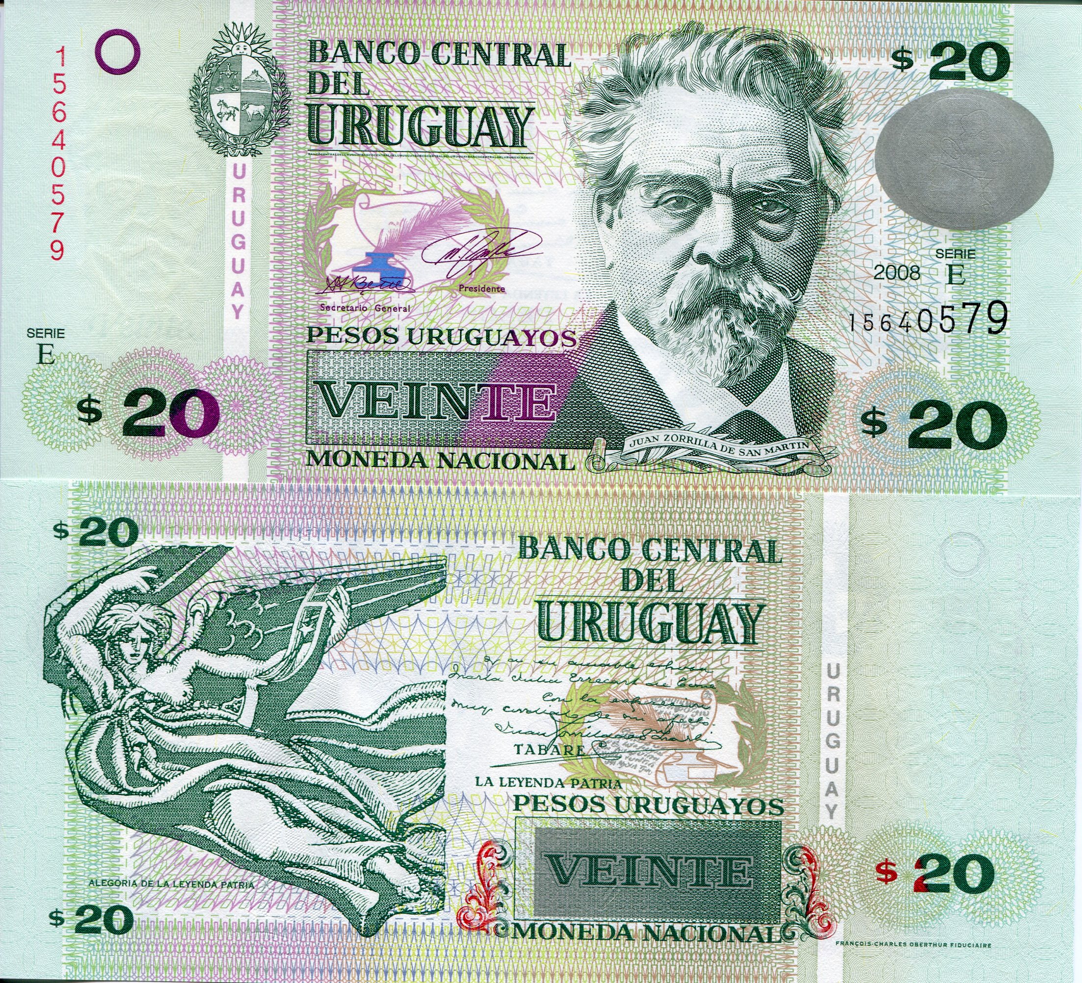 Uruguay  20 Pesos UNC pick #: 86a