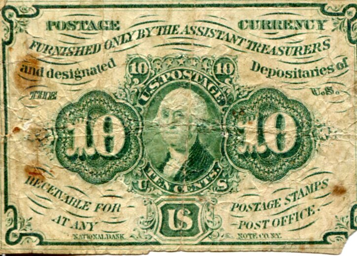USA - Fractional Currency 10 Cents VG/G (See large scan) pick #: 98d (I believe)
