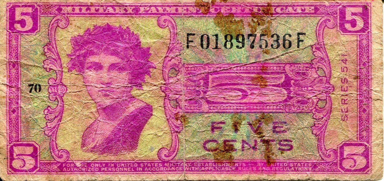 USA - Military 5 Cents VG/Poor (see large scan) pick #: m36