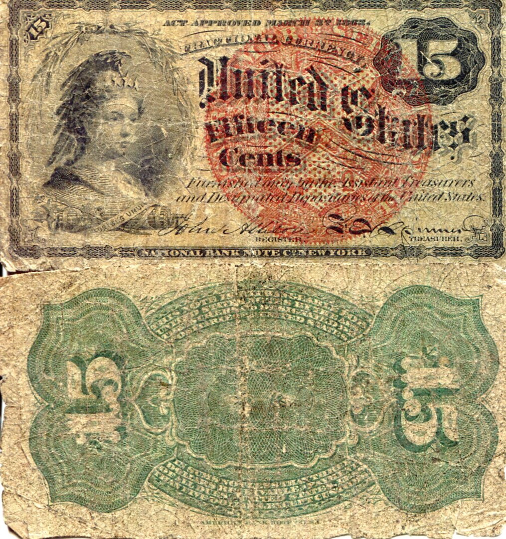 USA - Fractional Currency 15 Cents G/Poor (see large scan) pick #: 116c (?)