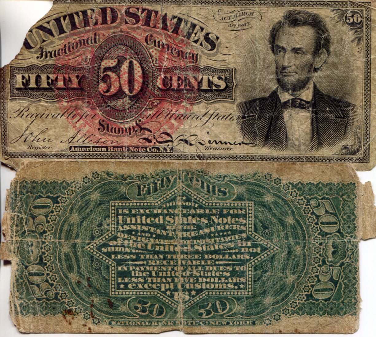 USA - Fractional Currency 50 Cents Poor/Rag (See large scan) pick #: unknown