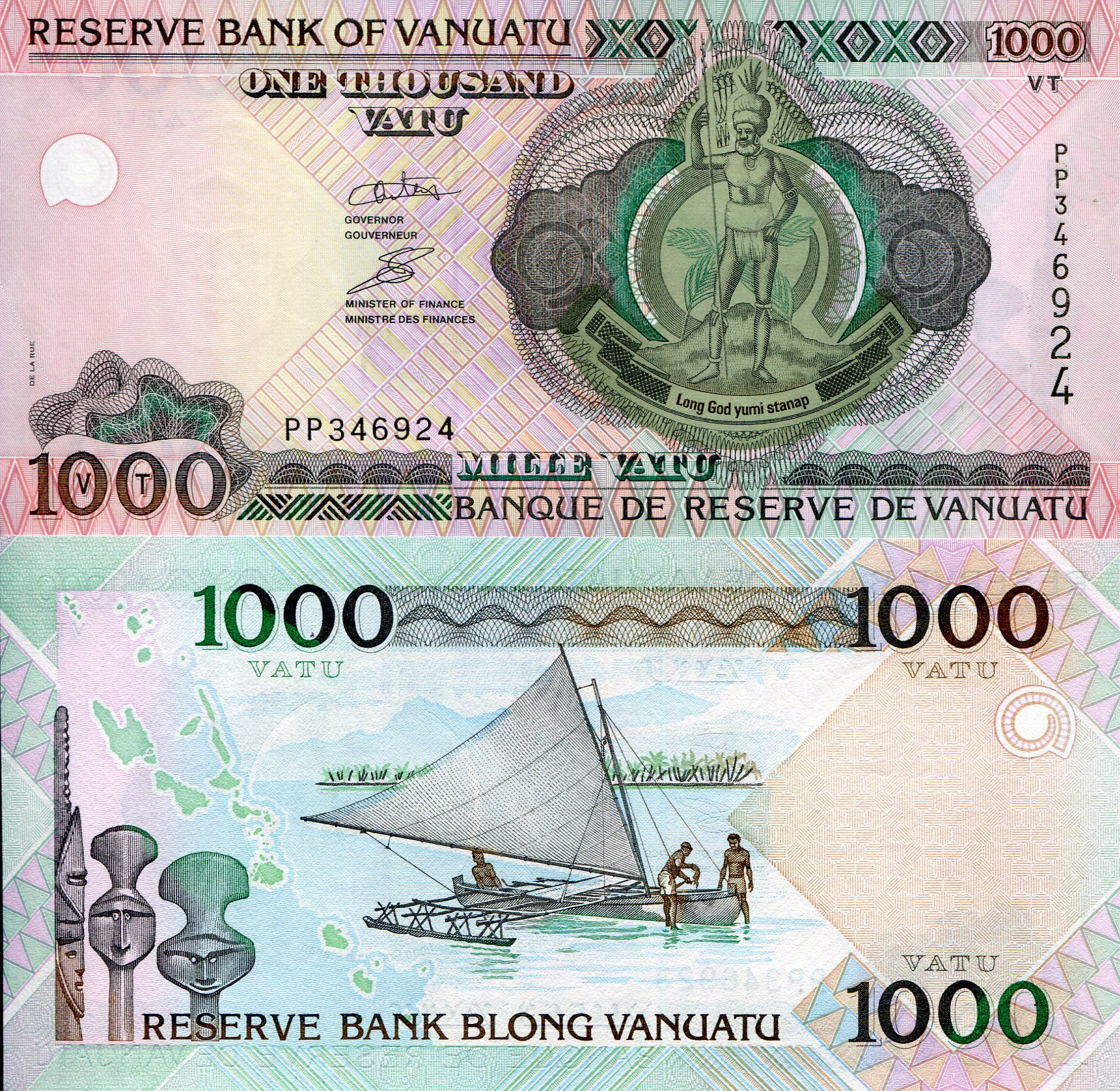 Vanuatu  1,000 Vatu UNC pick #: 10c