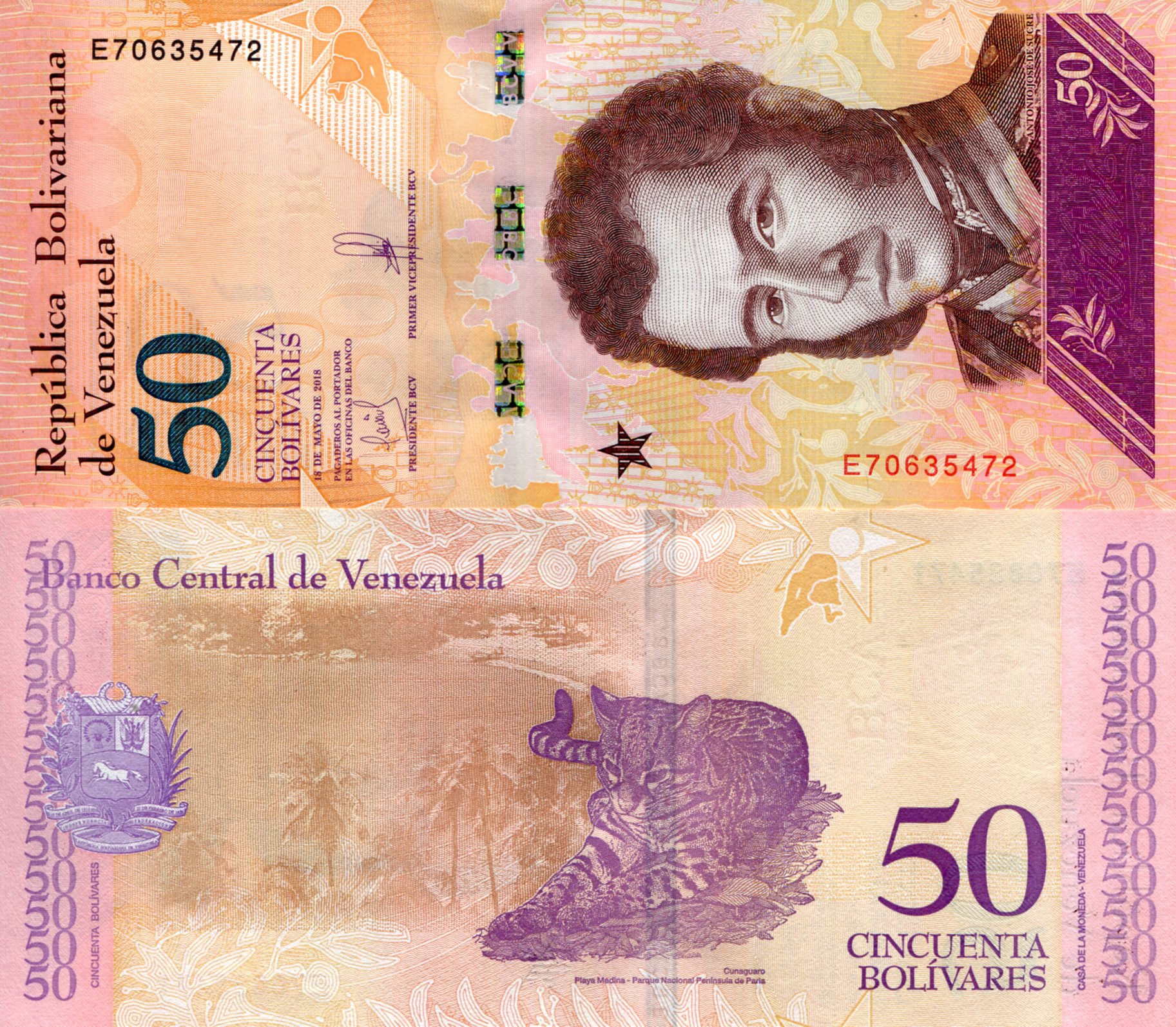 Venezuela  50 Bolivares UNC pick #: 105c