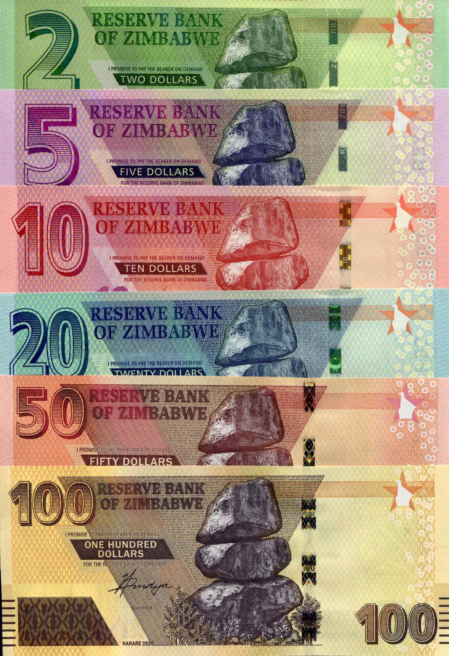 Zimbabwe 2 - 100 Dollars UNC pick #: New